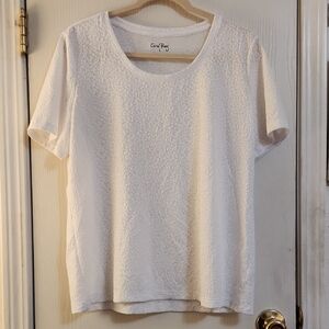 Coral Bay White Textured Short Sleeve Top